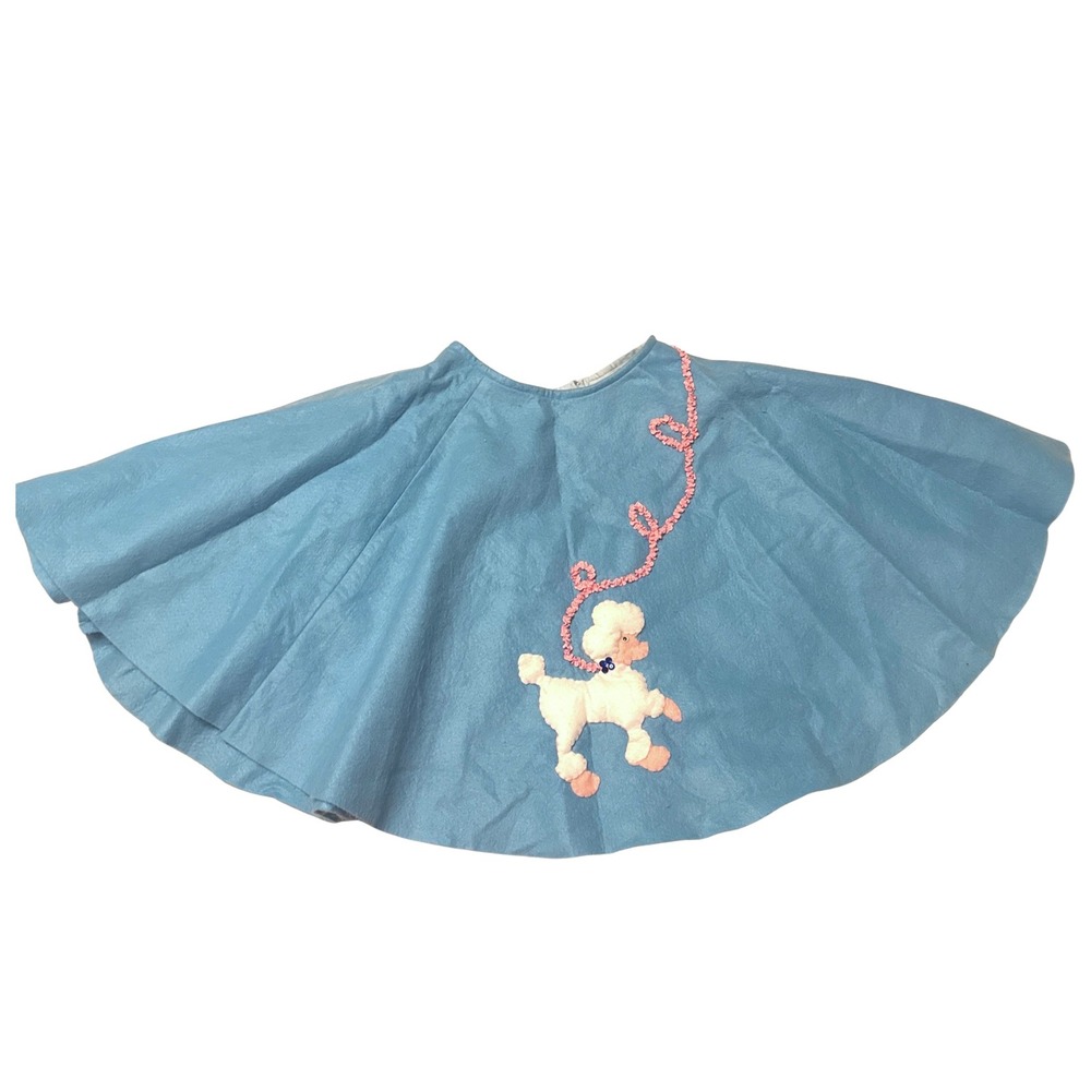 Vtg Handmade Bucilla Style Felt Poodle Skirt Blue Kids 10 12 50s 60s Costume